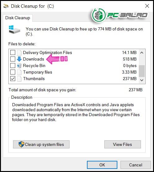Disk Cleanup Download Folder