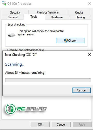 تست سلامت هارد با check disk